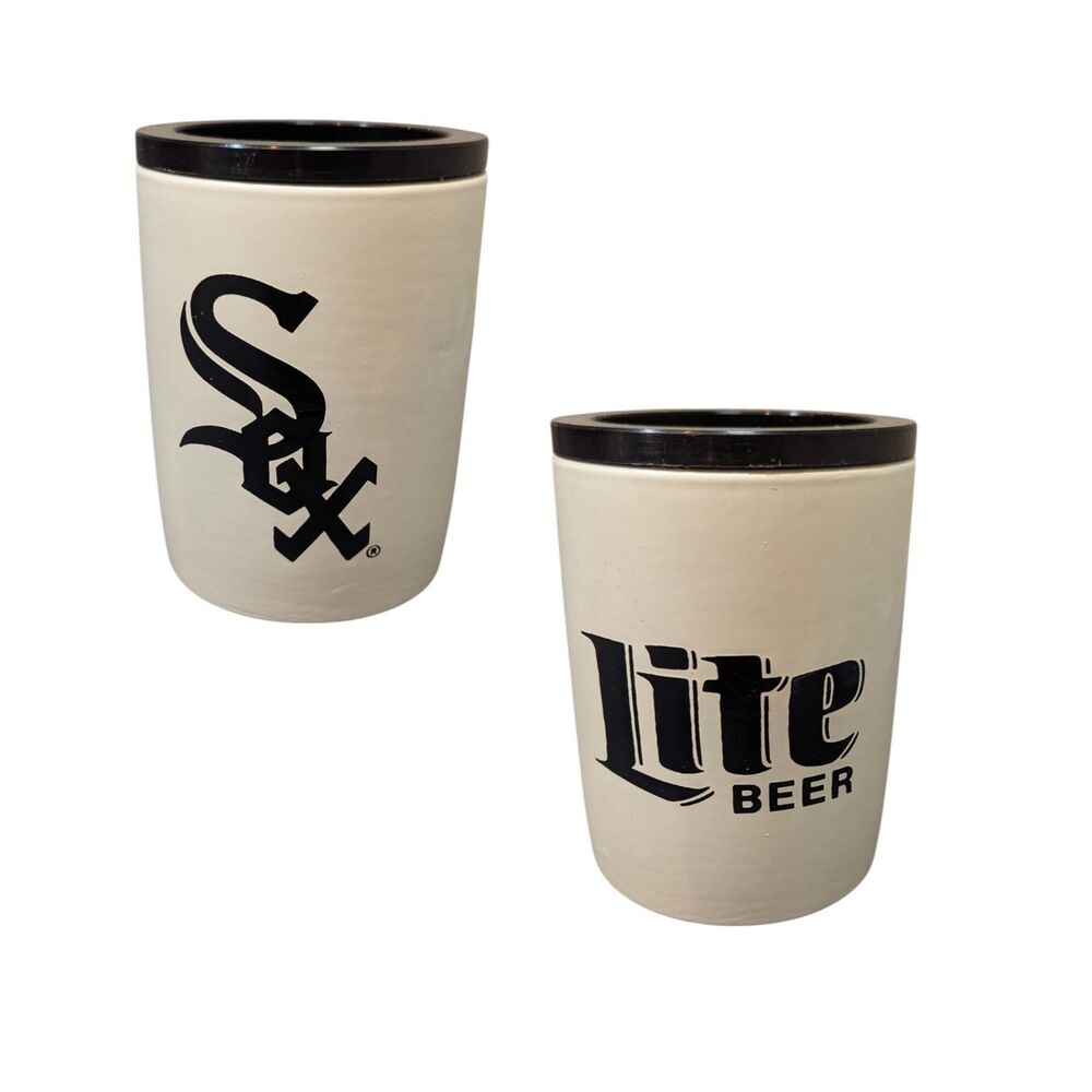 Vintage Chicago White Sox Miller Lite Can Holder  Insulated Made In USA Kool Kan